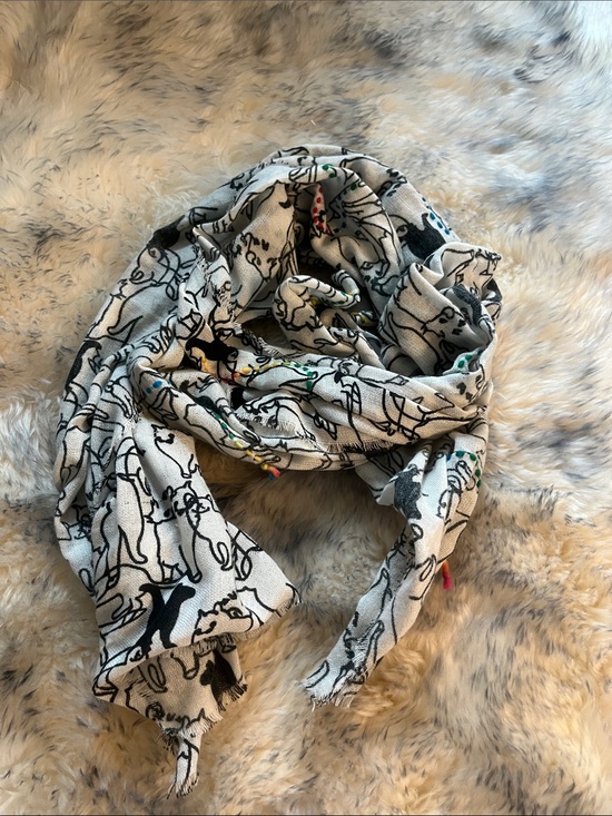 Accessories - LARGE Lightweight Black & White Cat Print Scarf